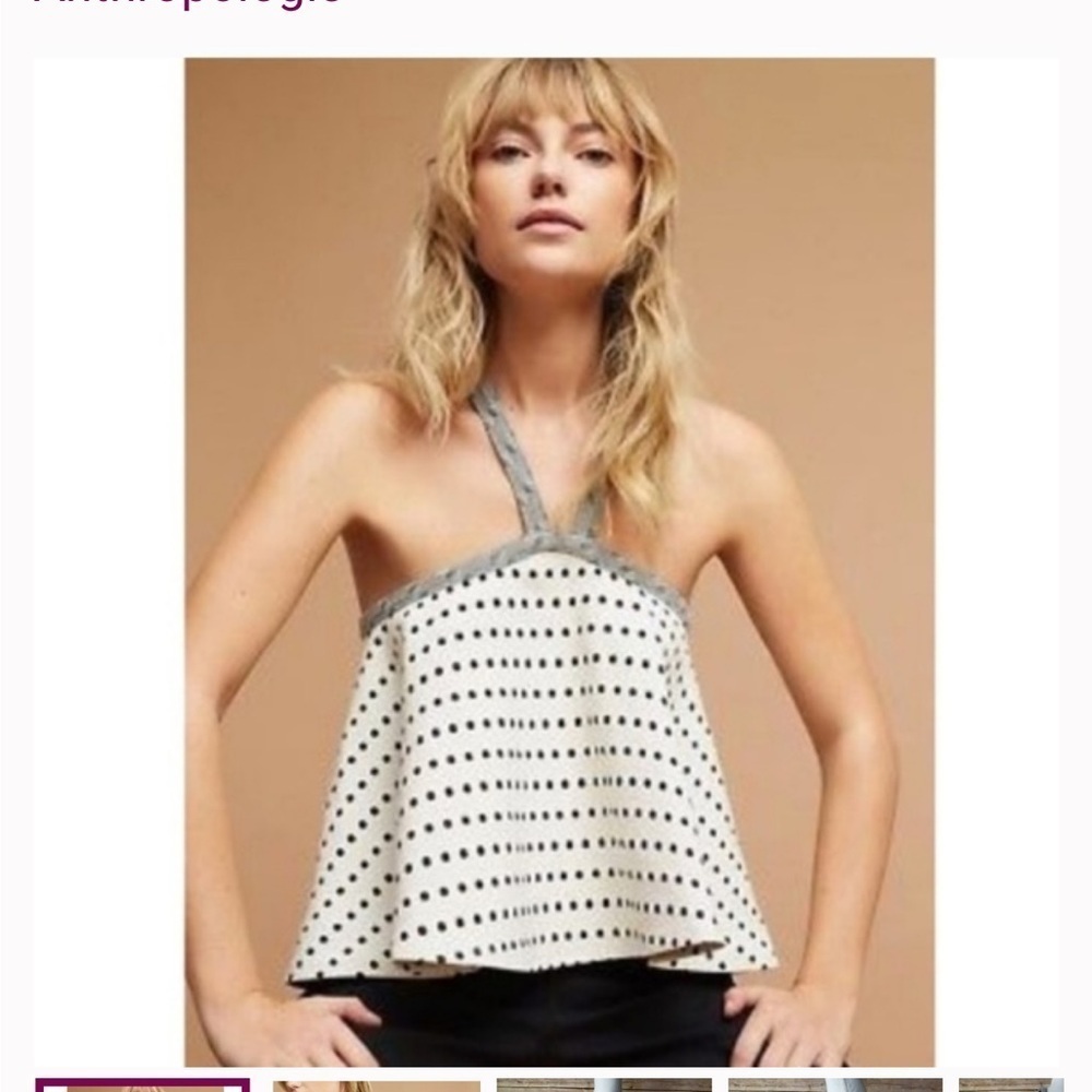Anthropologie Postmark Jemma Strappy Polka Dot Tank Crop Top XS